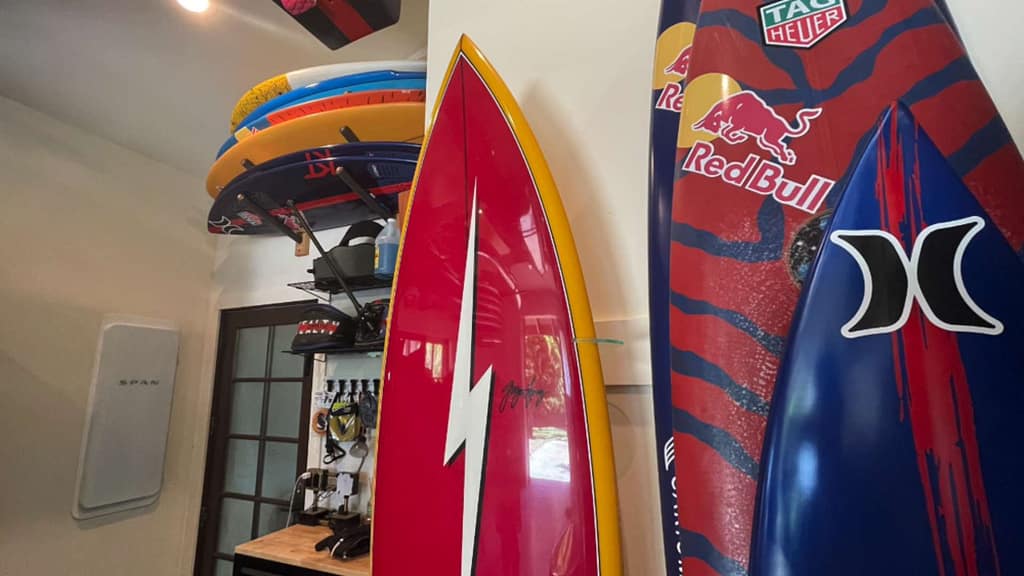 red surf boards and span