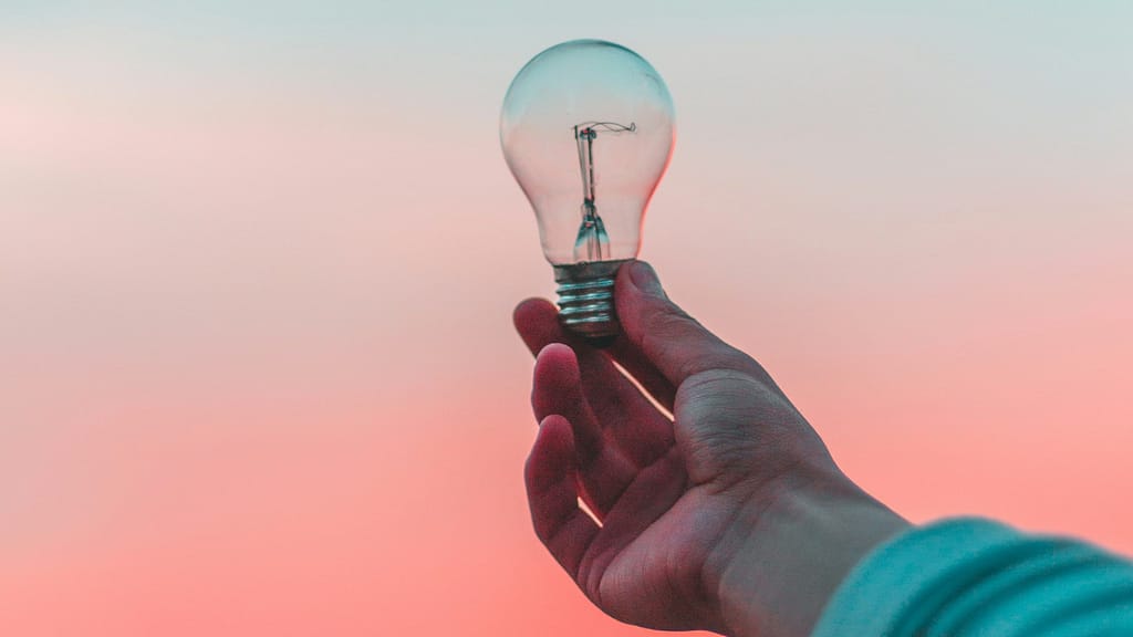 hand holding light bulb