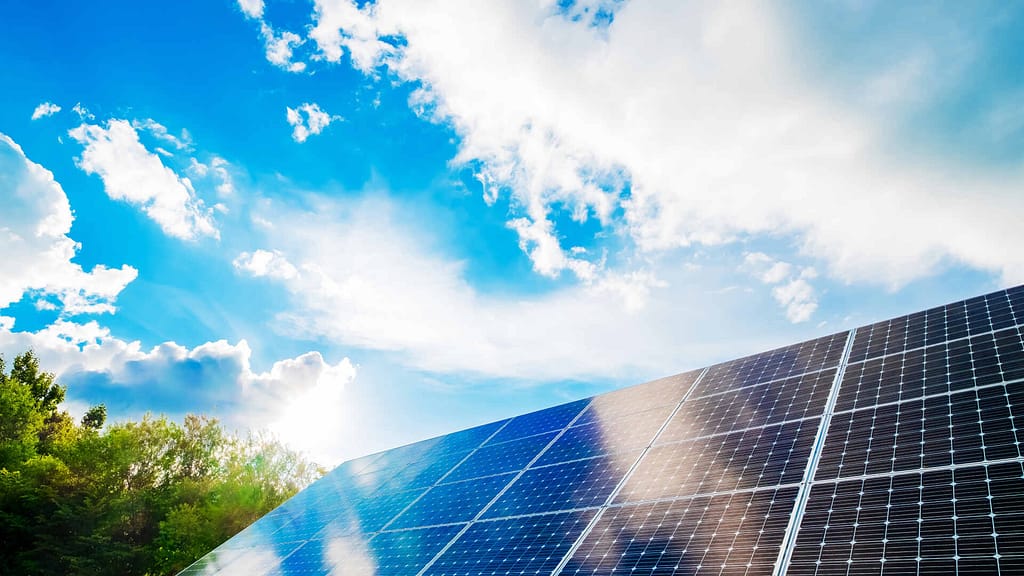 clear sky and solar panels 