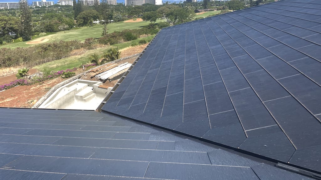 tesla solar roof top view