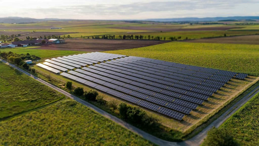 wide fields and mounted solar panels