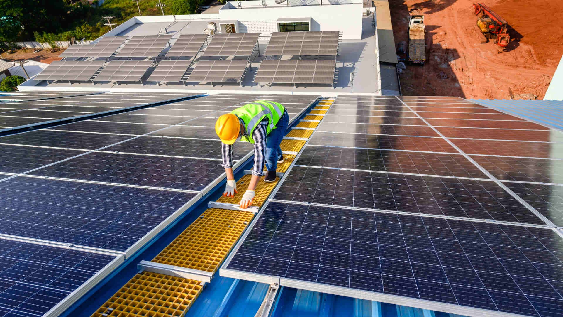 solar panel installer at work