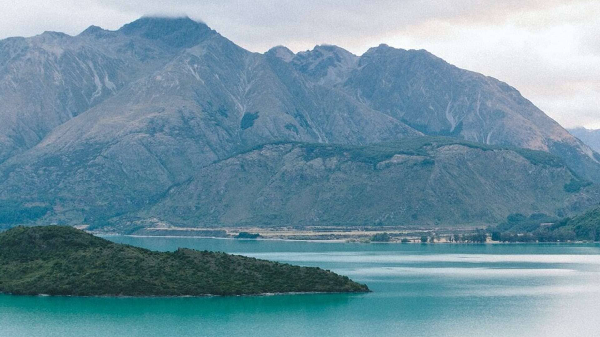 mountain view and calm water